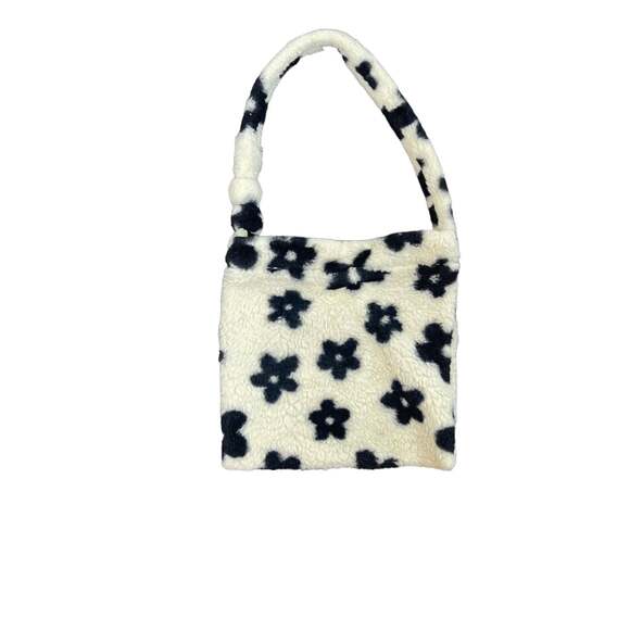 y2k fluffy hobo bag white and black daisys - Picture 4 of 9